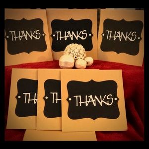 6 handcrafted thank you cards with envelopes.